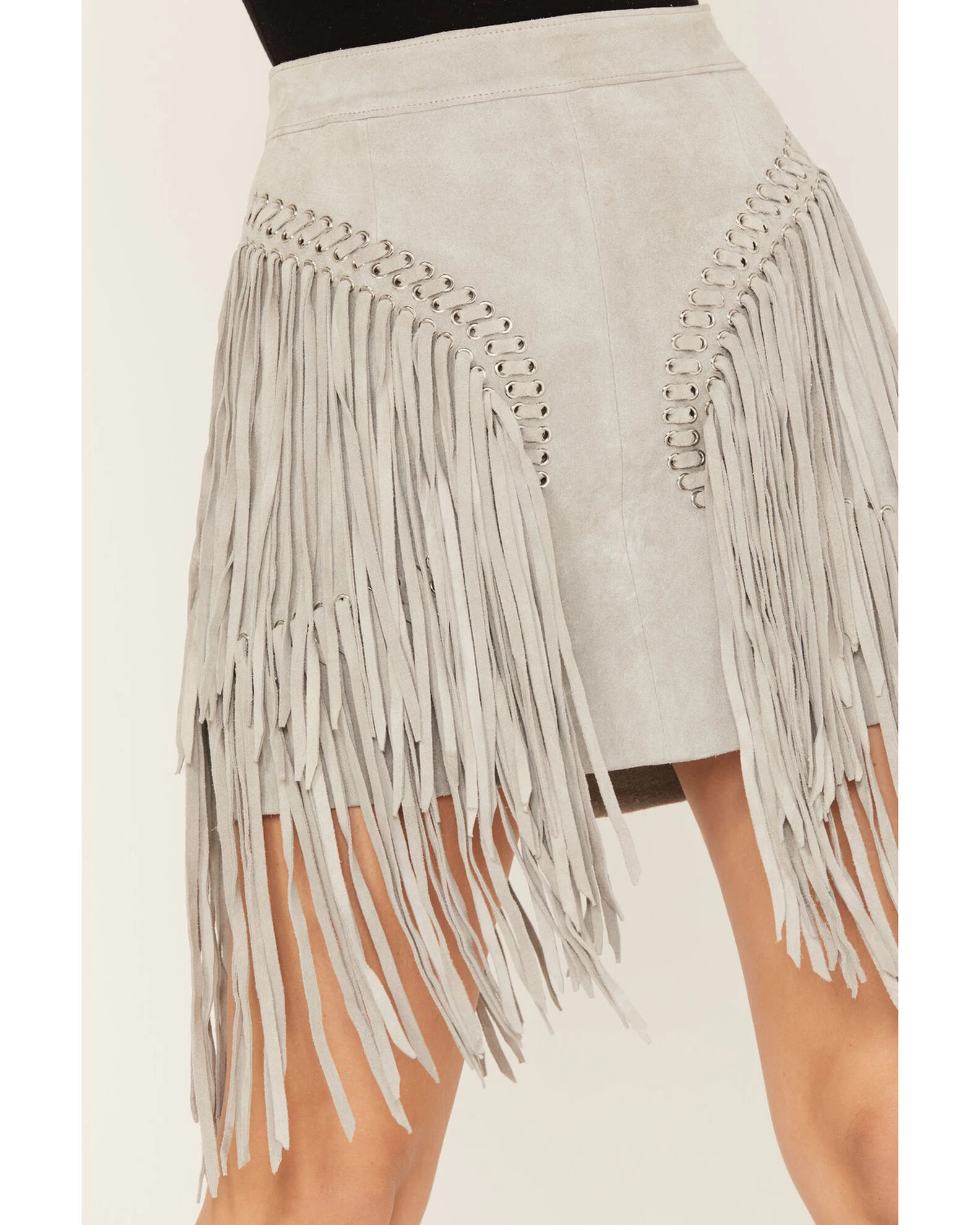Wonderwest Women's Suede Fringe Mini Skirt 4 Wonderwest Women's Suede Fringe Mini Skirt - Image 2
