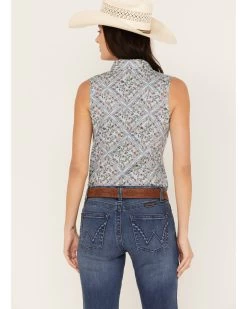 Wrangler Women's Floral Paisley Print Woven Sleeveless Snap Western Shirt -Western Fashion 2000382597 400 P4