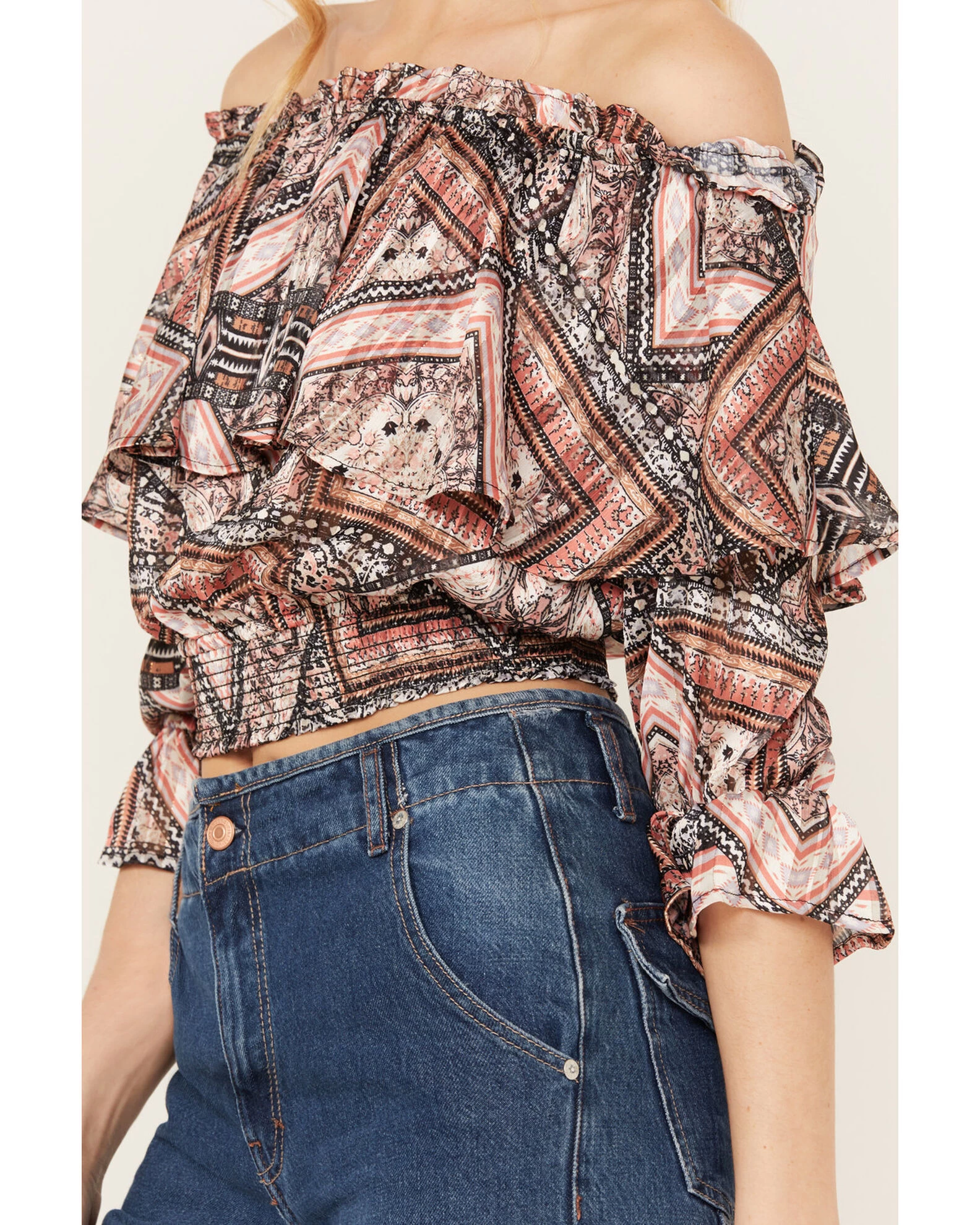 Shyanne Women's Ruffle Off Shoulder Chiffon Top 5 Shyanne Women's Ruffle Off Shoulder Chiffon Top - Image 3