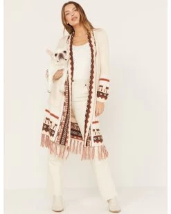 Shyanne Women's Southwestern Border Knit Maxi Cardigan