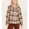 Cleo + Wolf Women's Tau Plaid Print Hooded Flannel Long Sleeve Shirt