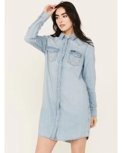 Wrangler Retro Women's Light Wash Denim Shirt Dress