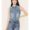 Wrangler Retro Women's Medium Wash Cropped Denim Vest 1 Wrangler Retro Women's Medium Wash Cropped Denim Vest -Western Fashion 2000384049 414 P1