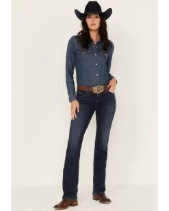 Wrangler Women's Mid Rise Q-Baby Dark Wash Bootcut Ultimate Riding Jeans