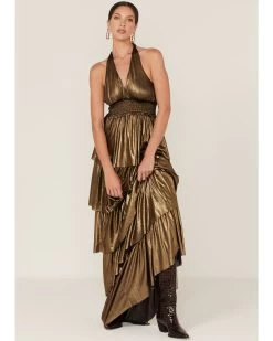 Flying Tomato Women's Metallic Tiered Maxi Dress -Western Fashion 2000384955 710 P3