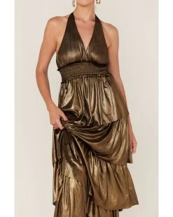 Flying Tomato Women's Metallic Tiered Maxi Dress -Western Fashion 2000384955 710 P4