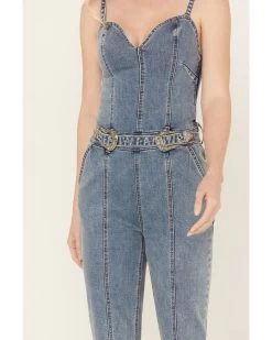 Rock & Roll Denim Women's Medium Wash Straight Leg Stretch Jumpsuit  -Western Fashion 2000384986 400 P3