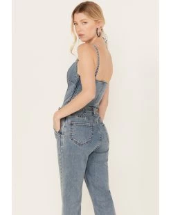 Rock & Roll Denim Women's Medium Wash Straight Leg Stretch Jumpsuit  -Western Fashion 2000384986 400 P4