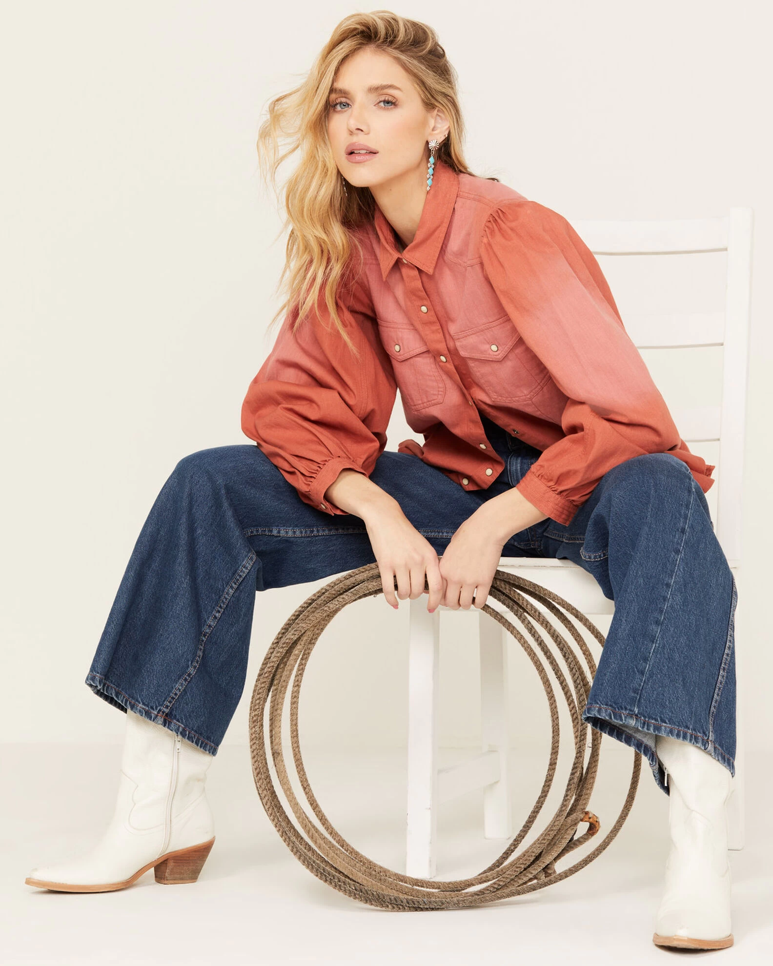 Panhandle Women's Ombre Puff Long Sleeve Snap Western Shirt 6 Panhandle Women's Ombre Puff Long Sleeve Snap Western Shirt - Image 4