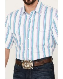 Panhandle Men's Serape Striped Short Sleeve Western Pearl Snap Shirt -Western Fashion 2000385148 440 P3