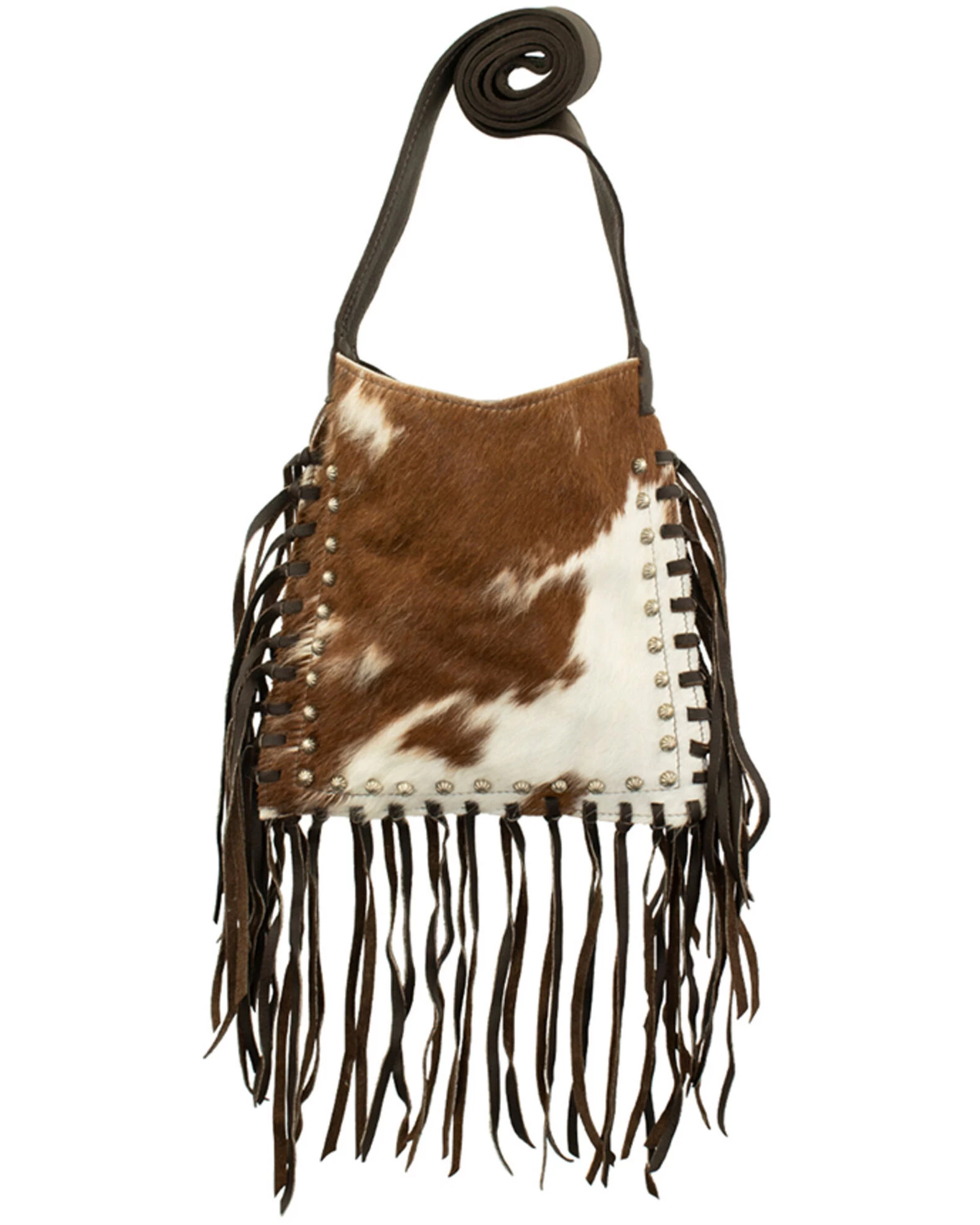American West Women's Pony Hair-On Studded Fringe Crossbody Messenger 3 American West Women's Pony Hair-On Studded Fringe Crossbody Messenger