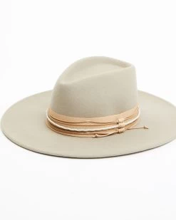 Shyanne Women's Gray Triple-Tied Grosgrain Fedora Hat