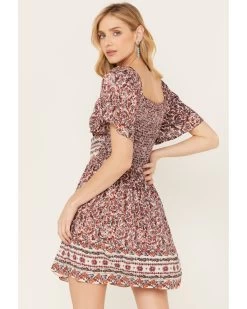 Angie Women's Floral Print Short Sleeve Mini Dress  -Western Fashion 2000385619 900 P4