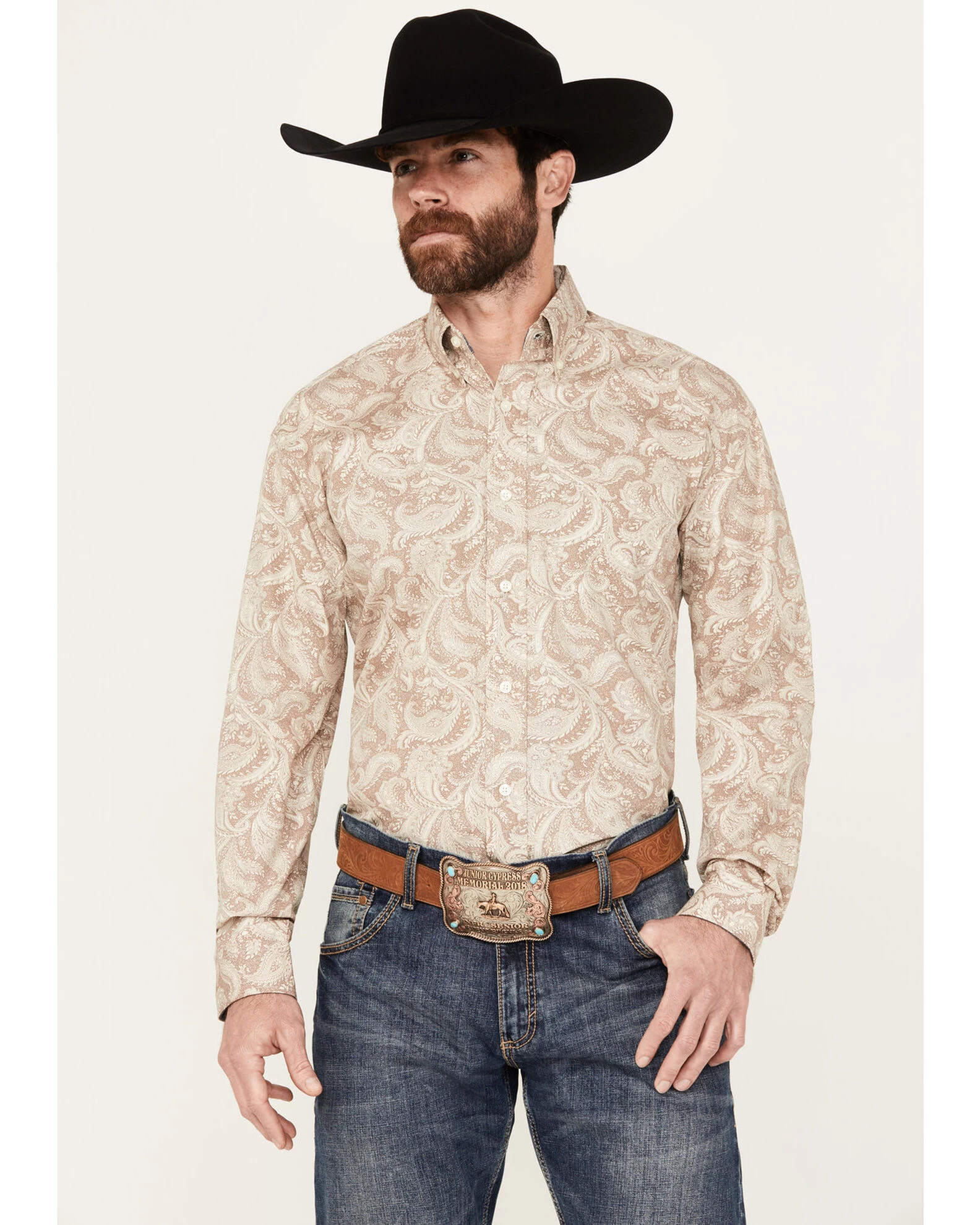 Stetson Men's Paisley Print Long Sleeve Button Down Western Shirt 3 Stetson Men's Paisley Print Long Sleeve Button Down Western Shirt