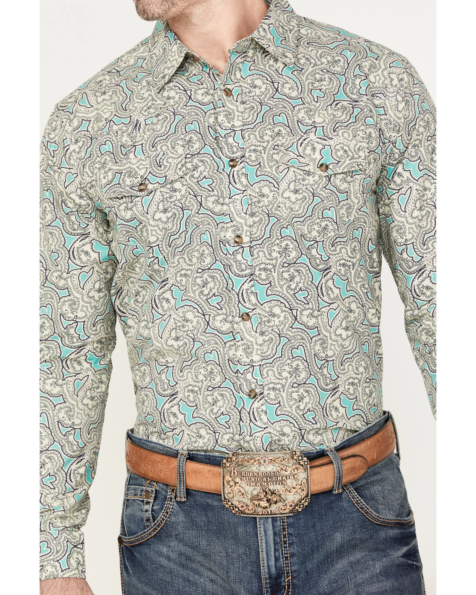 Gibson Trading Co. Men's Jackpot Paisley Print Long Sleeve Western Snap Shirt 5 Gibson Trading Co. Men's Jackpot Paisley Print Long Sleeve Western Snap Shirt - Image 3