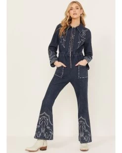 Understated Leather Women's Daredevil Denim Jumpsuit