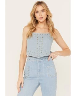 Understated Leather Women's Bluegrass Rhinestone Denim Crop Top