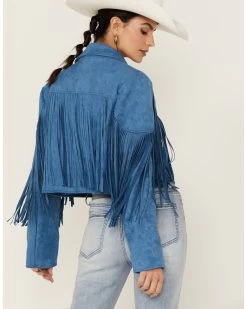 Saints & Hearts Women's Faux Suede Cropped Fringe Jacket -Western Fashion 2000386538 400 P3