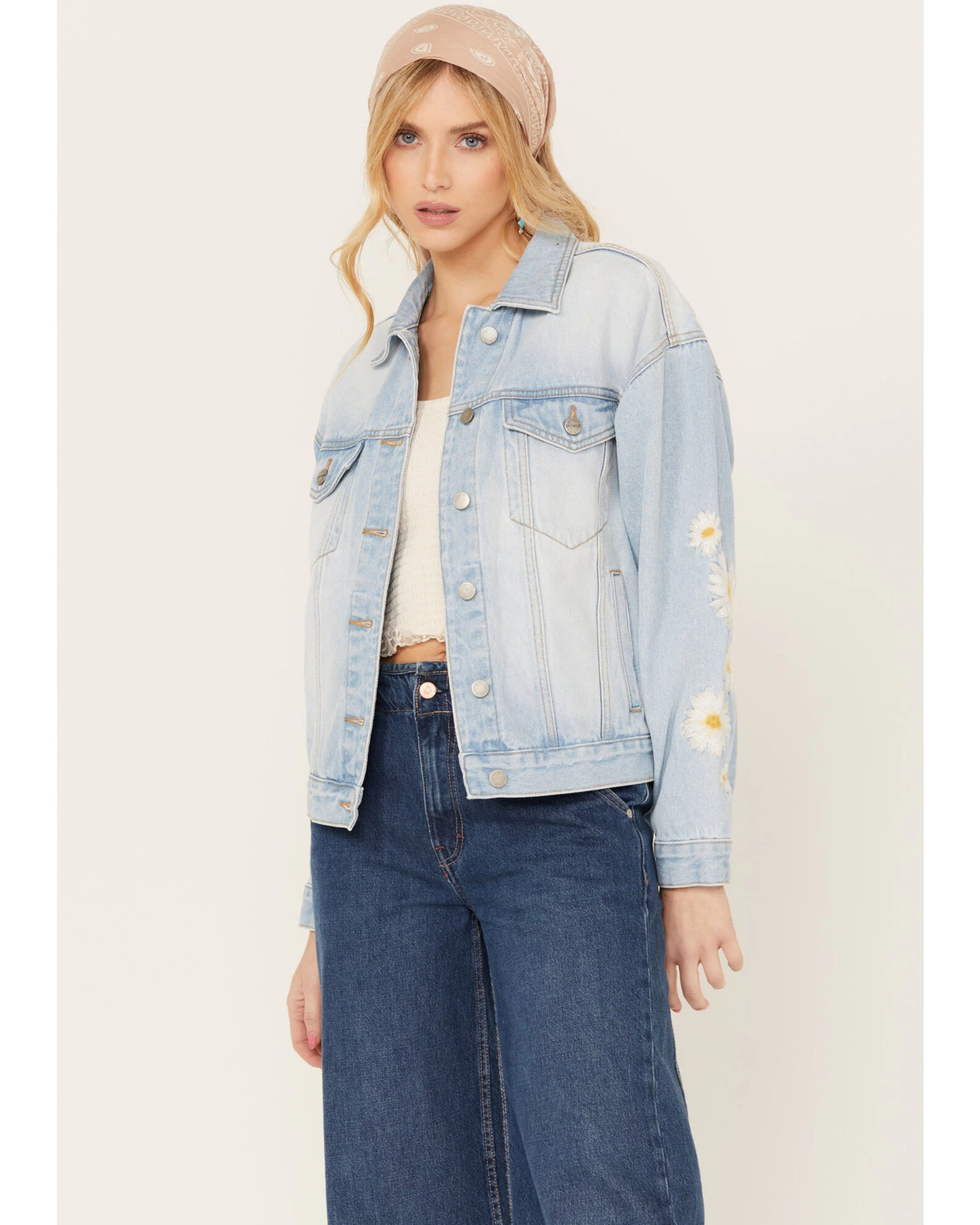 Driftwood Women's Light Wash Daisy Daydreaming Denim Jacket 3 Driftwood Women's Light Wash Daisy Daydreaming Denim Jacket