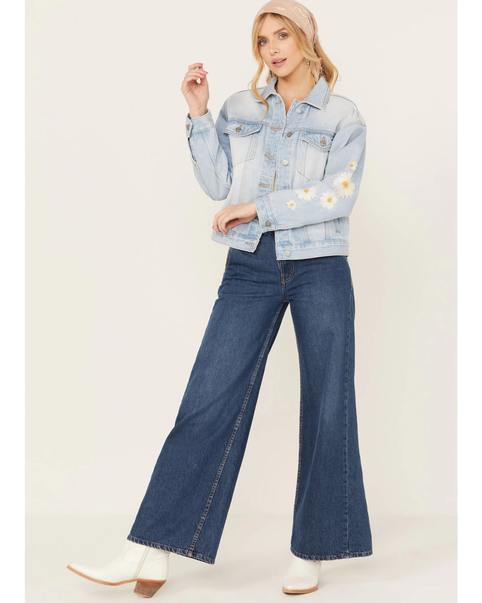 Driftwood Women's Light Wash Daisy Daydreaming Denim Jacket 4 Driftwood Women's Light Wash Daisy Daydreaming Denim Jacket - Image 2