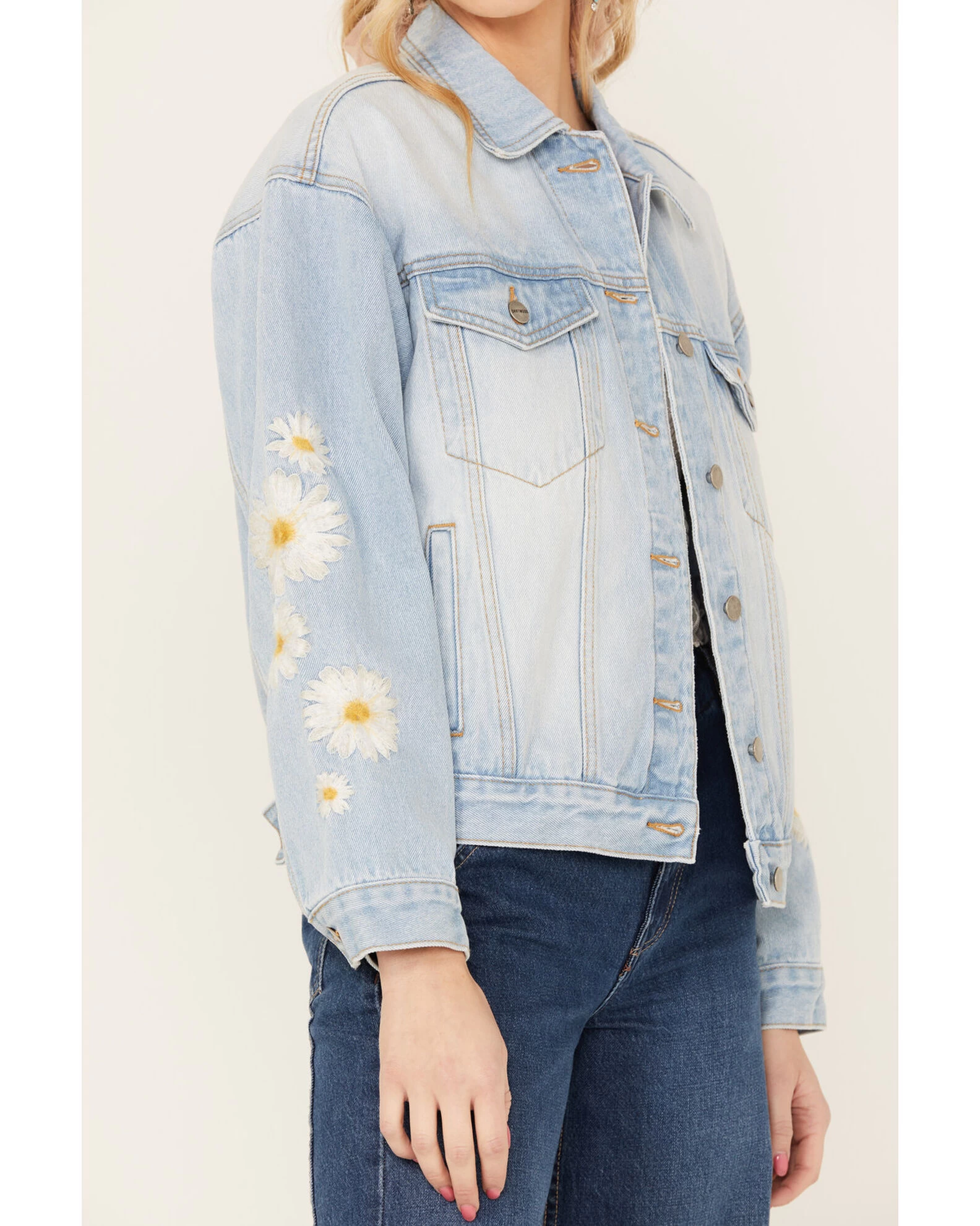 Driftwood Women's Light Wash Daisy Daydreaming Denim Jacket 5 Driftwood Women's Light Wash Daisy Daydreaming Denim Jacket - Image 3