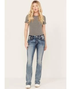 Miss Me Women's Dark Wash Mid Rise Non-Flap Dream Catcher Bootcut Jeans -Western Fashion 2000387024 416 P3