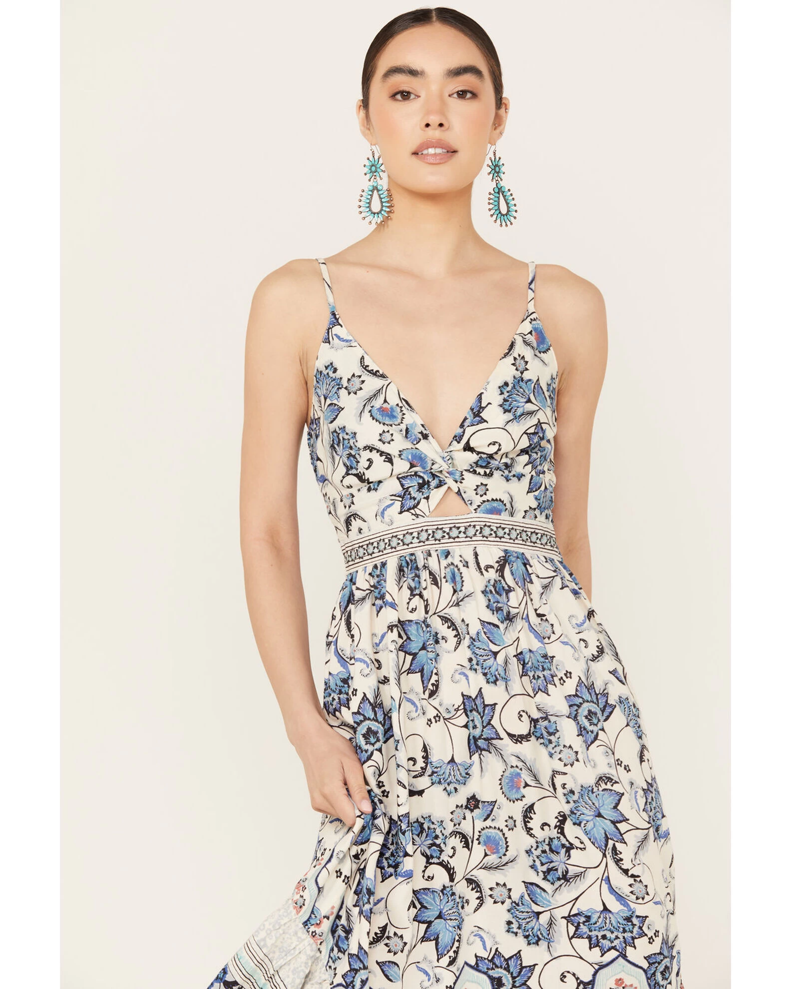 Angie Women's Knot Front Border Maxi Dress 4 Angie Women's Knot Front Border Maxi Dress - Image 2