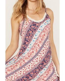 Wild Moss Women's Multi Print Hanky Hem Midi Dress -Western Fashion 2000387400 900 P3