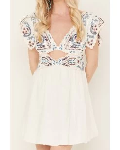 Free People Women's Rambling Roads Mini Short Sleeve Embroidered Dress 8 Free People Women's Rambling Roads Mini Short Sleeve Embroidered Dress -Western Fashion 2000388007 100 P3