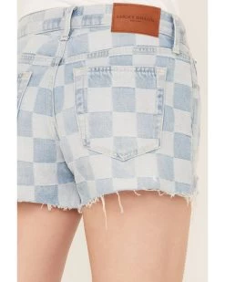 Lucky Brand Women's Light Wash Speedway Checkered Mid Rise Distressed Shorts -Western Fashion 2000388111 412 P4
