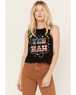 White Crow Women's Yeehaw Americana Cropped Graphic Tank