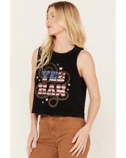 White Crow Women's Yeehaw Americana Cropped Graphic Tank -Western Fashion 2000388269 001 P3