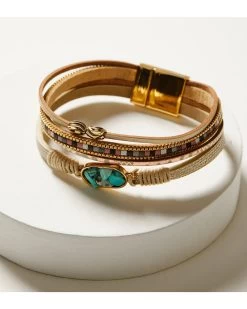 Shyanne Women's Gold Multi-Strand Magnetic & Turquoise Cluster Bracelet 