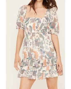 Flying Tomato Women's Floral Smocked Short Sleeve Mini Dress -Western Fashion 2000388706 103 P3