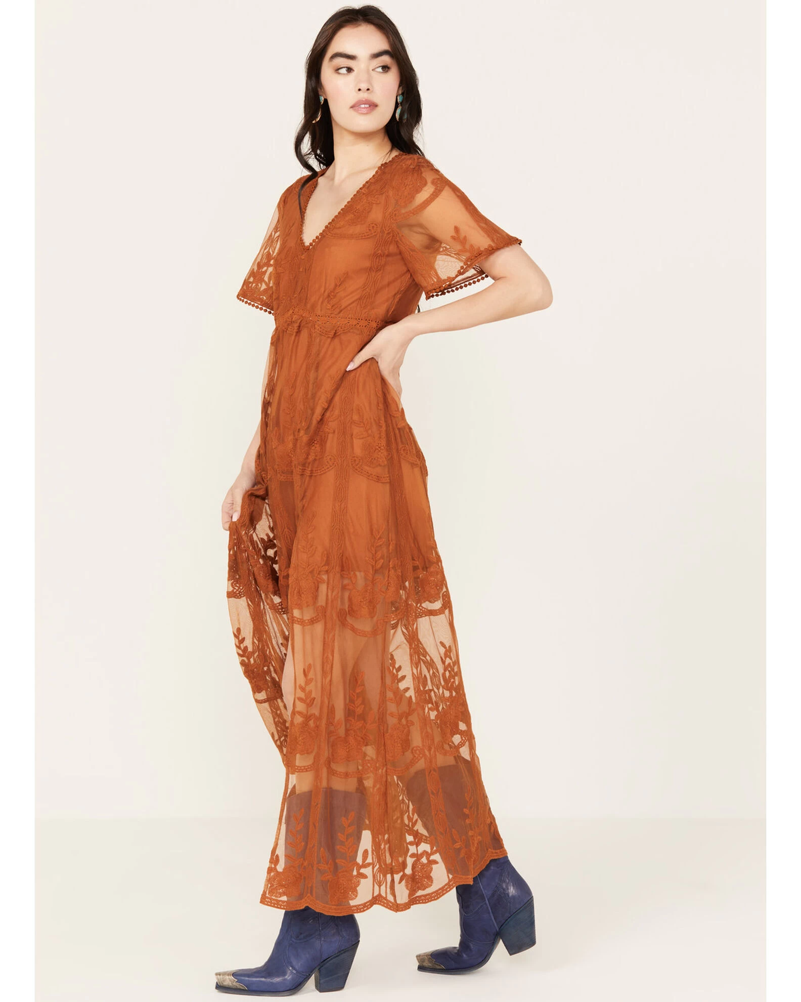 Shyanne Women's Floral Lace Split Leg Maxi Dress 4 Shyanne Women's Floral Lace Split Leg Maxi Dress - Image 2