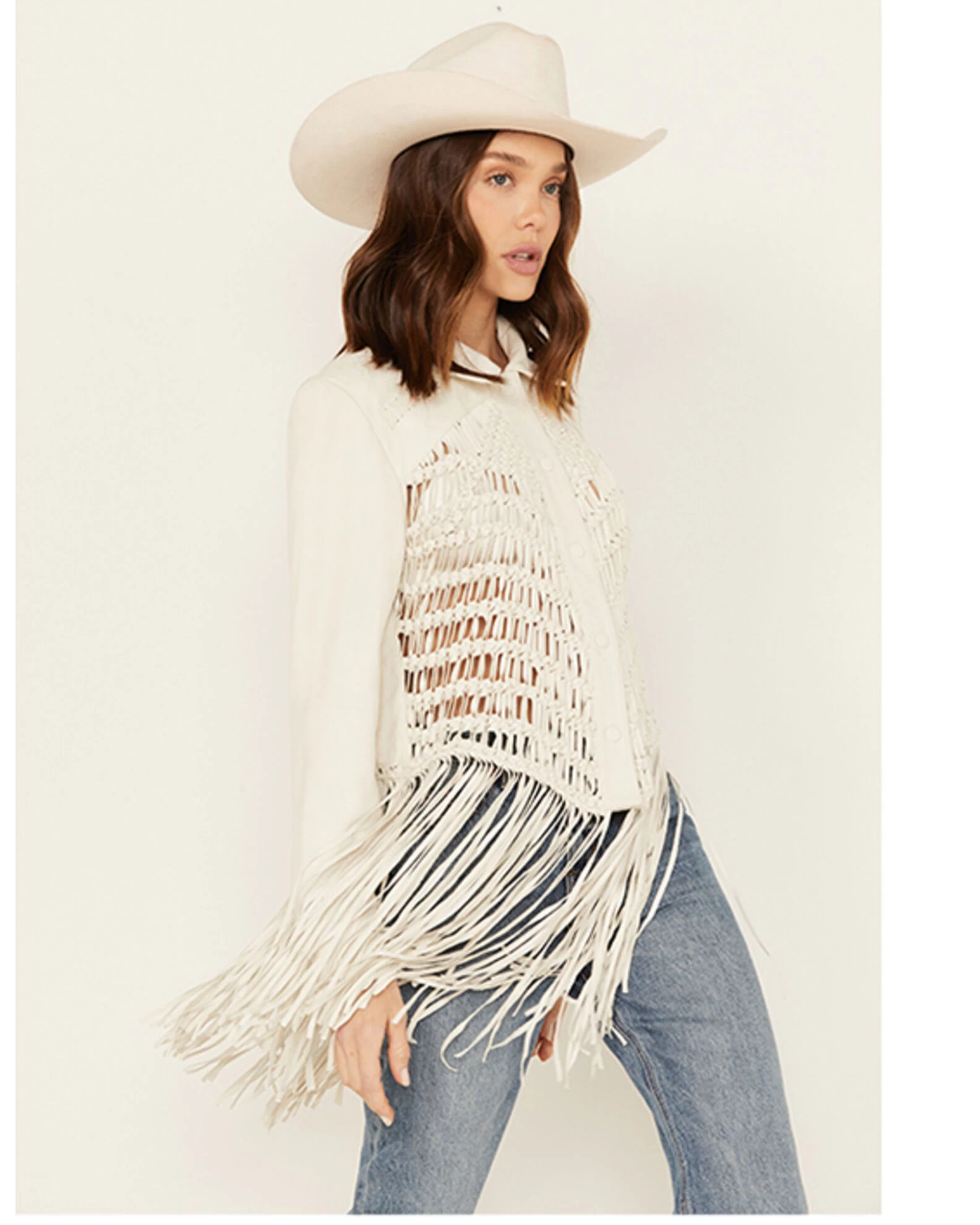 Wonderwest Women's Macrame Back Long Sleeve Snap Shirt 3 Wonderwest Women's Macrame Back Long Sleeve Snap Shirt