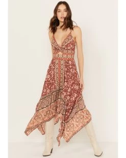 Angie Women's Floral Border Print Dress