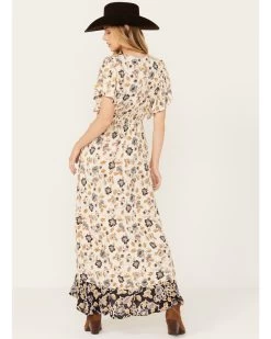 Angie Women's Flutter Sleeve Floral Border Print Dress -Western Fashion 2000391056 900 P4