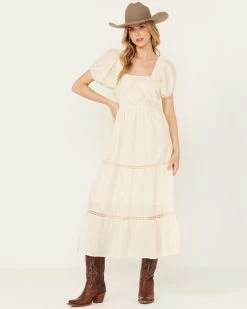 Band Of The Free Women's Crochet Trim Front Maxi Dress