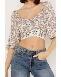 Beyond The Radar Women's Bandana Print Tie Back Top -Western Fashion 2000392300 103 P3