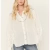POL Women's Lace Yoke Long Sleeve Button Down Shirt -Western Fashion 2000393561 103 P1