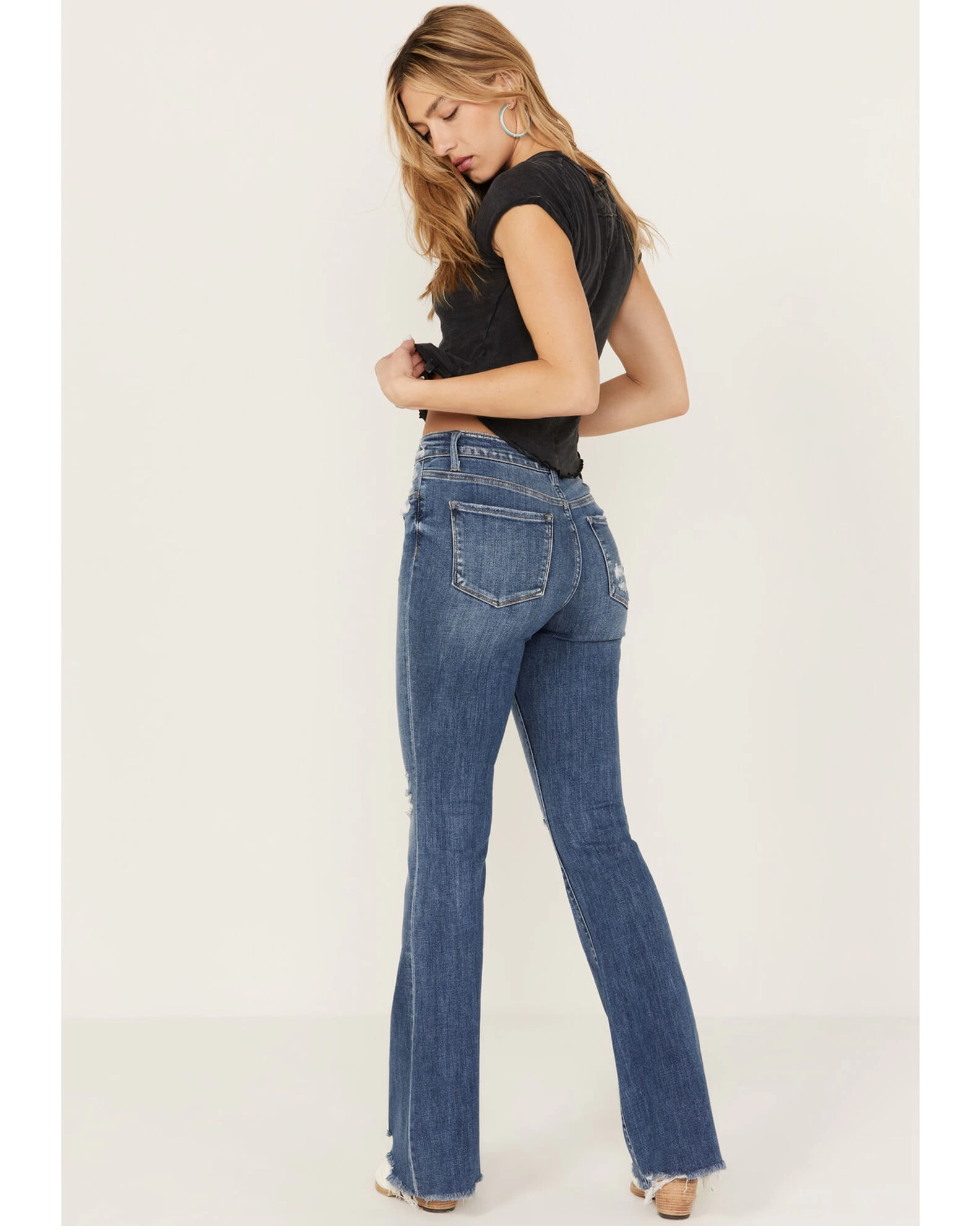 Flying Monkey Women's Best Part Medium Wash High Rise Flare Jeans 5 Flying Monkey Women's Best Part Medium Wash High Rise Flare Jeans - Image 3