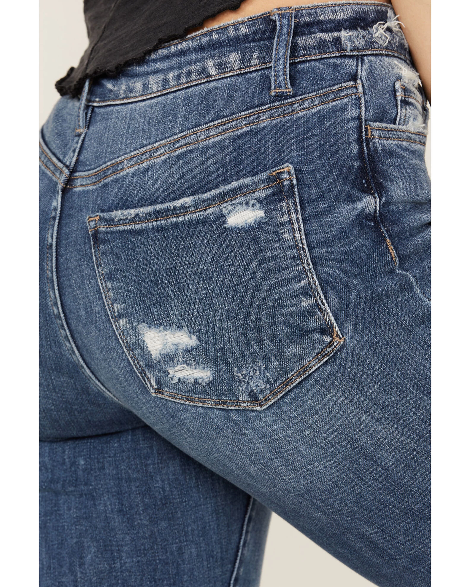 Flying Monkey Women's Best Part Medium Wash High Rise Flare Jeans 6 Flying Monkey Women's Best Part Medium Wash High Rise Flare Jeans - Image 4