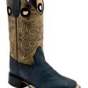 Old West Boys' Bull Hide Print Western Boots - Broad Square Toe -Western Fashion 2000396103 200 P1