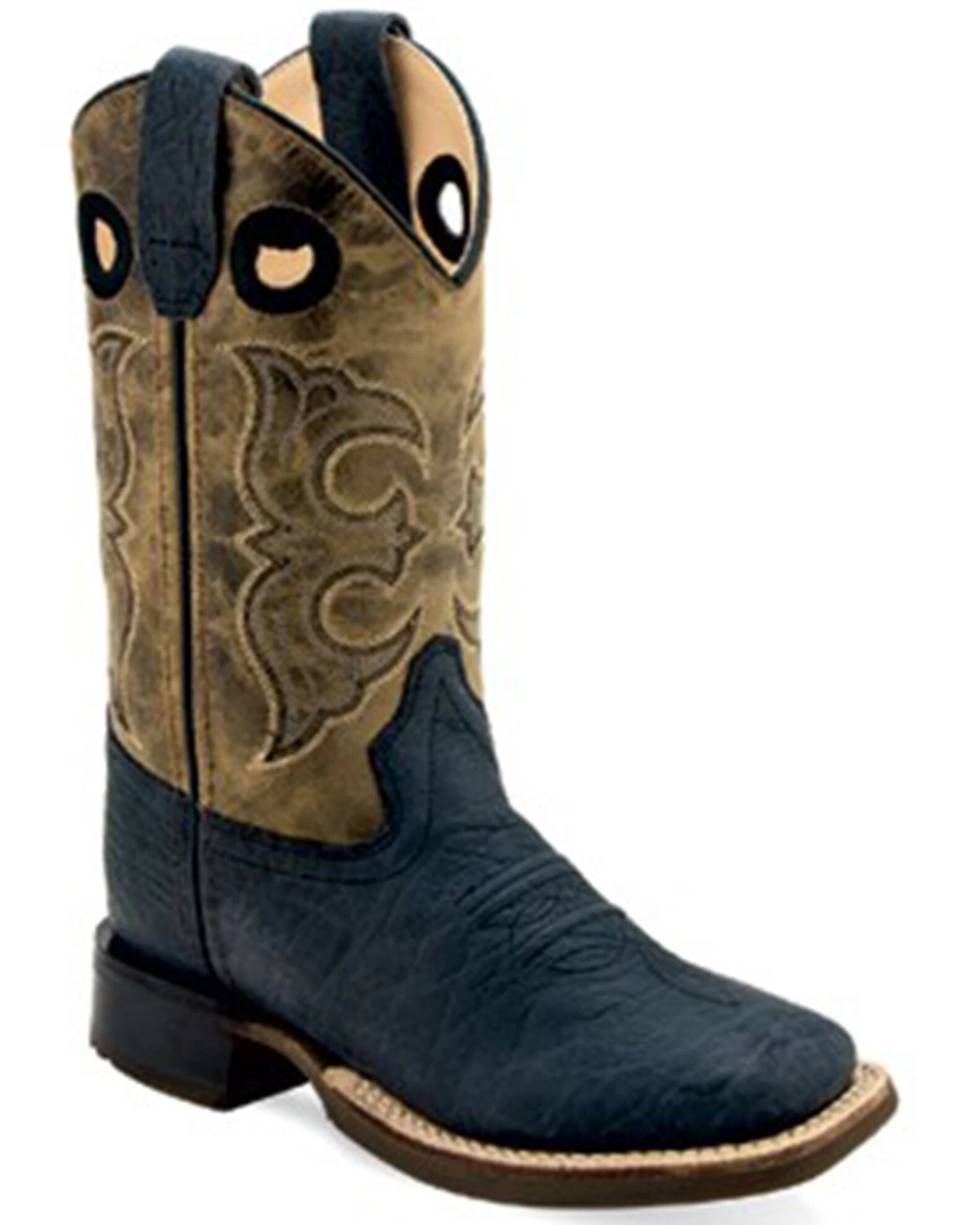 Old West Boys' Bull Hide Print Western Boots - Broad Square Toe 3 Old West Boys' Bull Hide Print Western Boots - Broad Square Toe