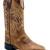Old West Boys' Burnt Western Boots - Broad Square Toe -Western Fashion 2000396105 280 P1