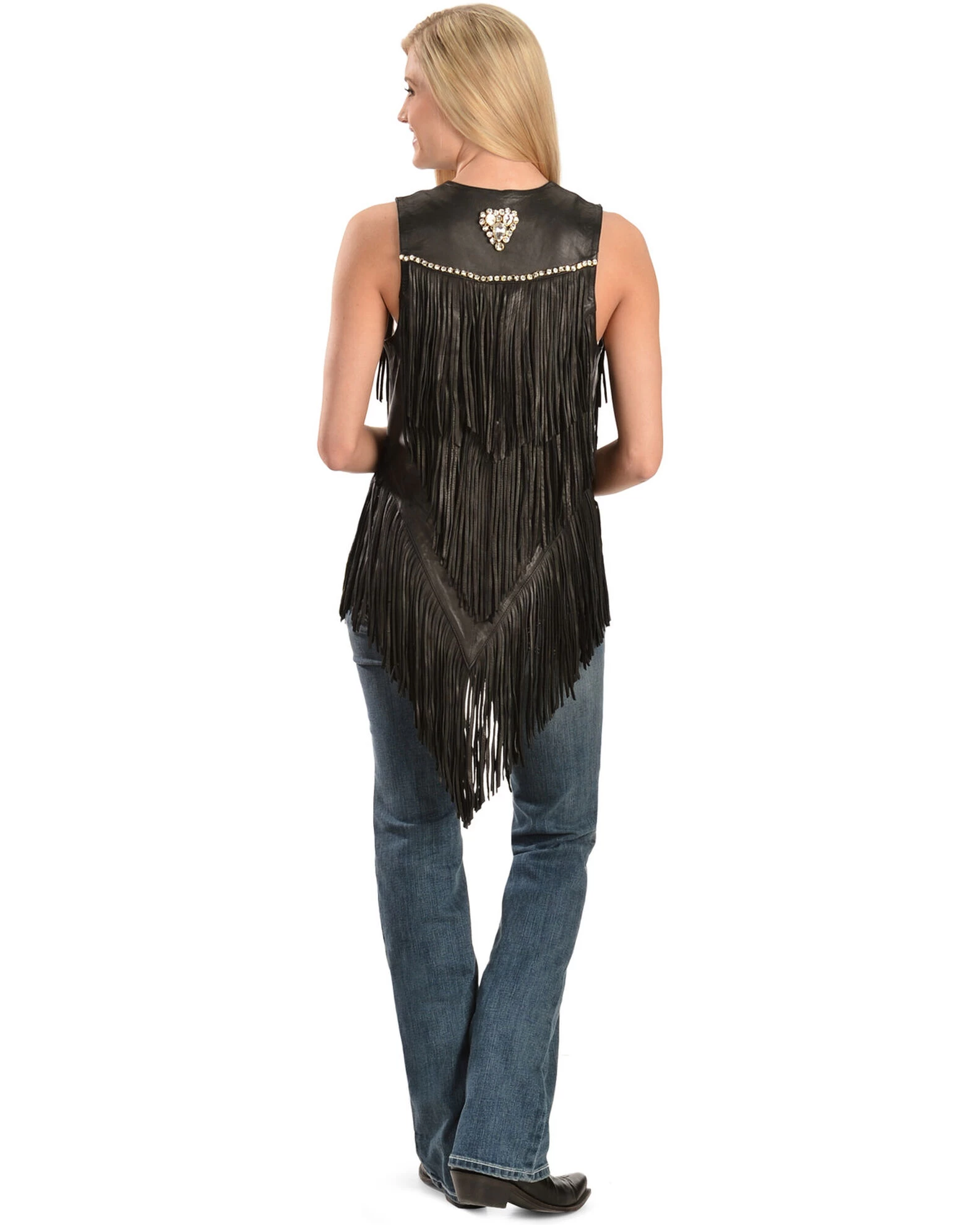 Kobler Leather Women's Yucaipa Fringe & Rhinestone Leather Vest 5 Kobler Leather Women's Yucaipa Fringe & Rhinestone Leather Vest - Image 3