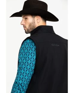 Cinch Men's Solid Bonded Softshell Zip Vest -Western Fashion 268878 89 P5